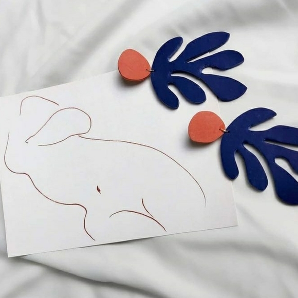 Modern Earrings, Matisse Statement Earrings - Picture 3 of 4